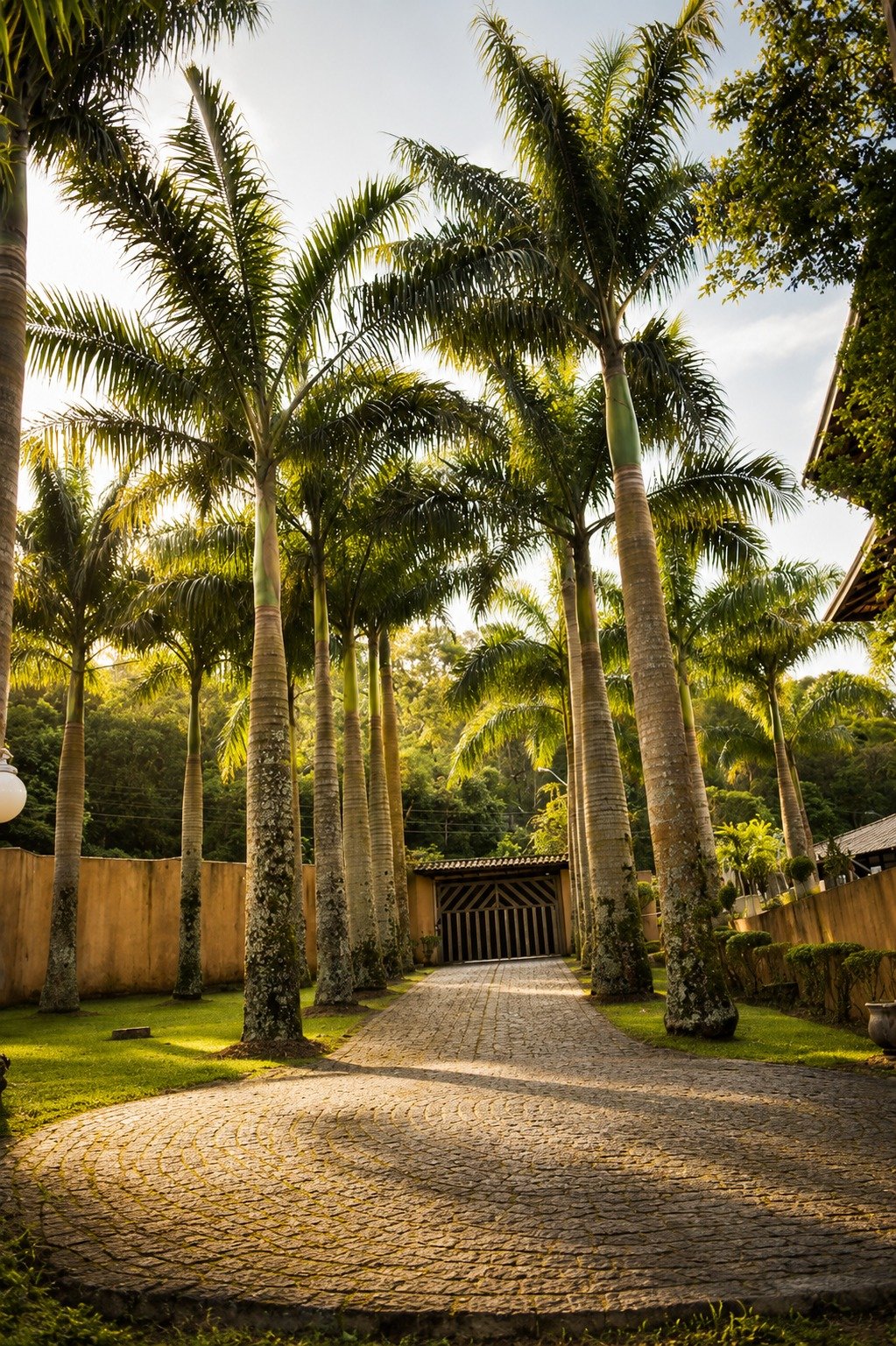 Jardim arborizado da clínica